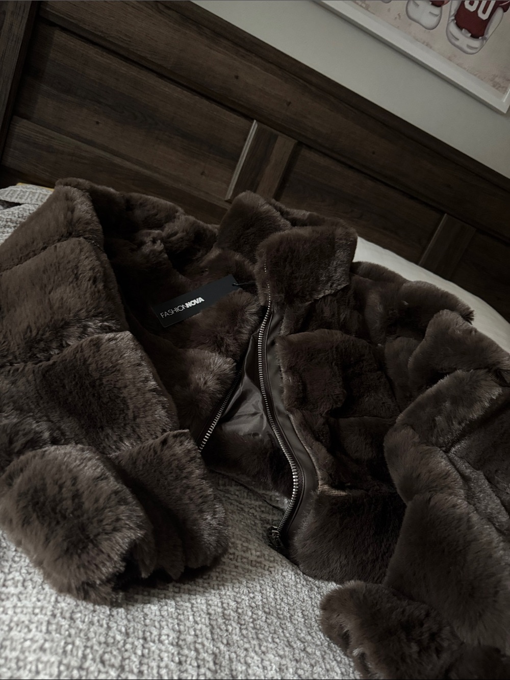 Fashion Nova Brown Faux Fur Jacket